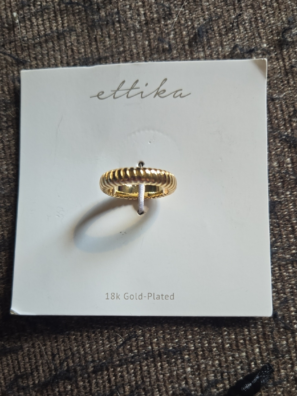 ettika 18k Gold-Plated Ribbed Dome Ring - In Gold Tone NWT